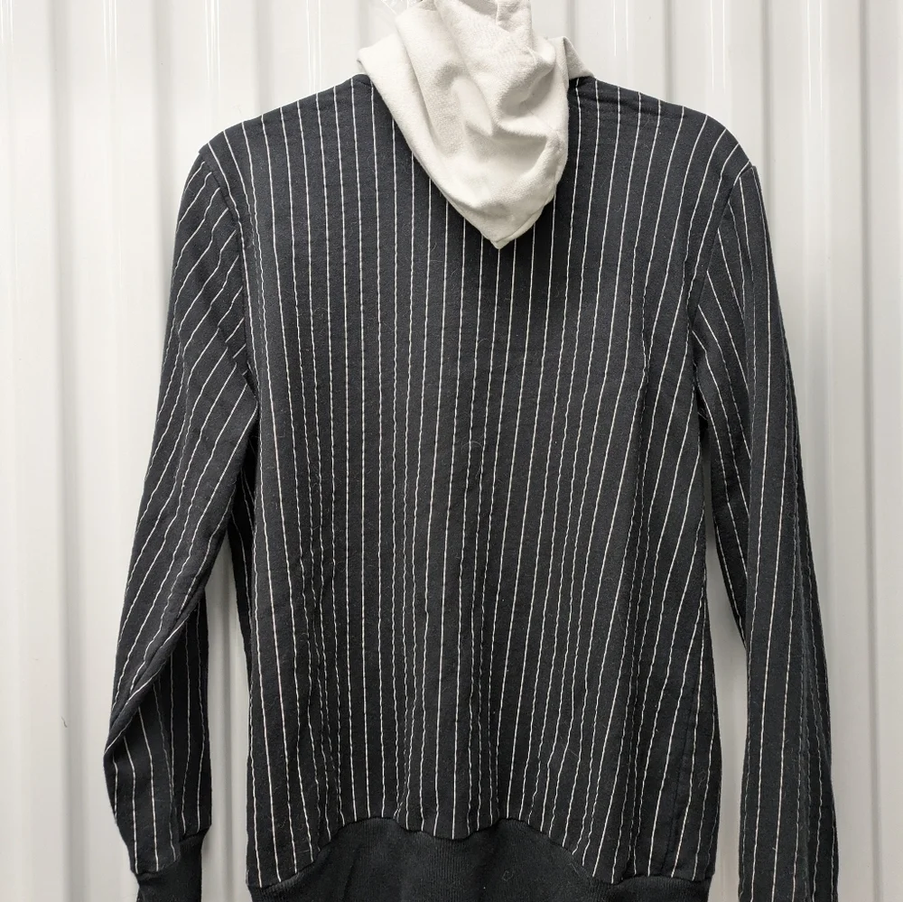 Disney Black and Cream Striped Zip-Up Sweater